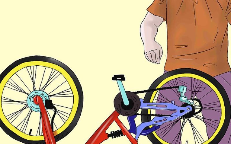 Turn the bike on its back